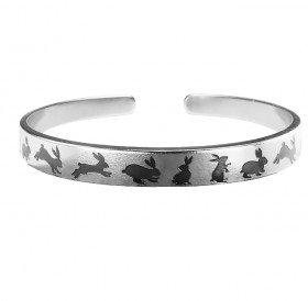 Bracelet-motivator hard 7 mm "Hares" No. 1. Thickness 2 mm