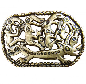 Brooch "Two-headed lizard with four horsemen"