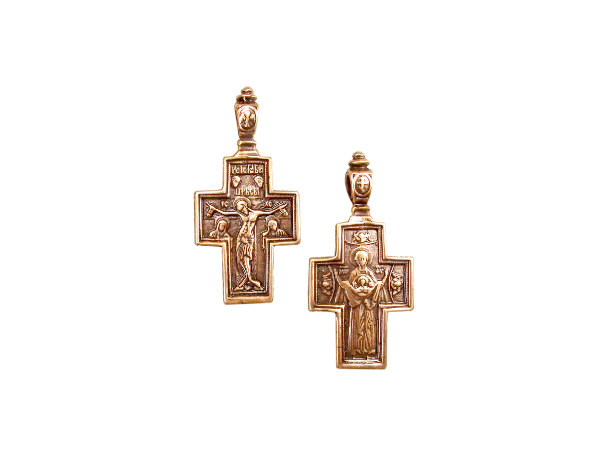 Double-sided copper cross. 38x19mm