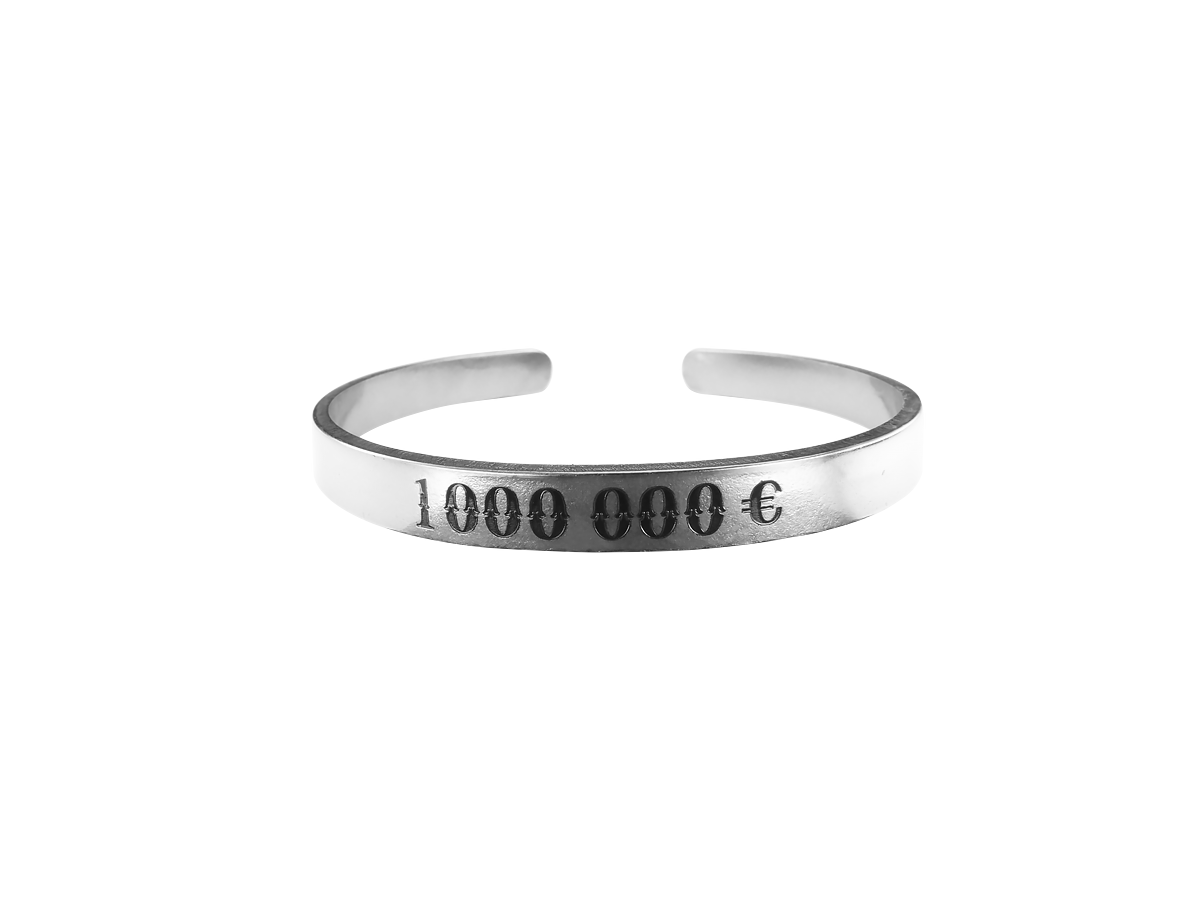 Motivational bracelet hard "1000000 €". Thickness 2mm