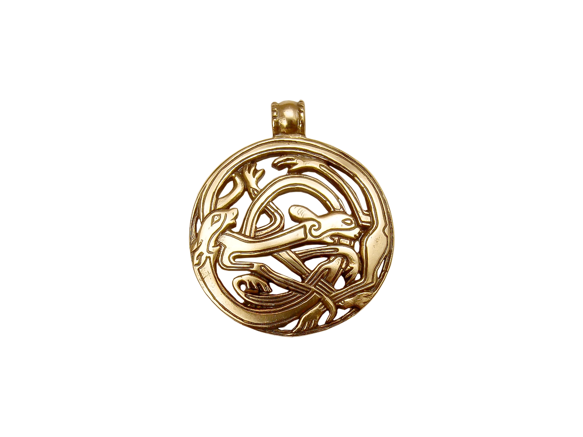 Slotted pendant "Interlaced dogs"
