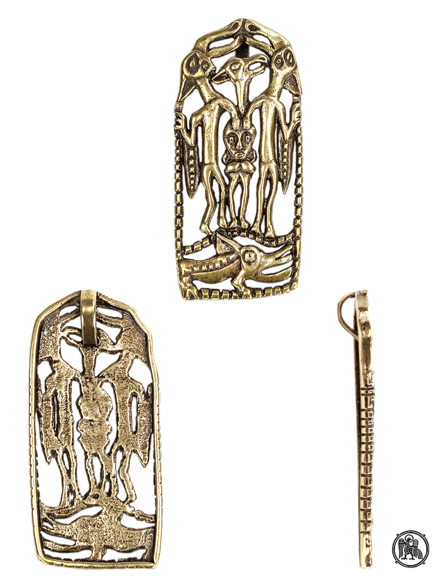 Pendant "Alvi with two heavenly moose on a lizard"