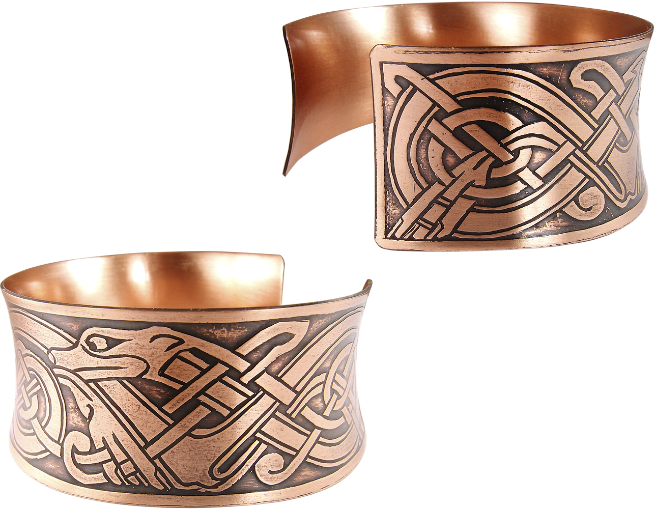 Wide concave bracelet "Celtic dogs"