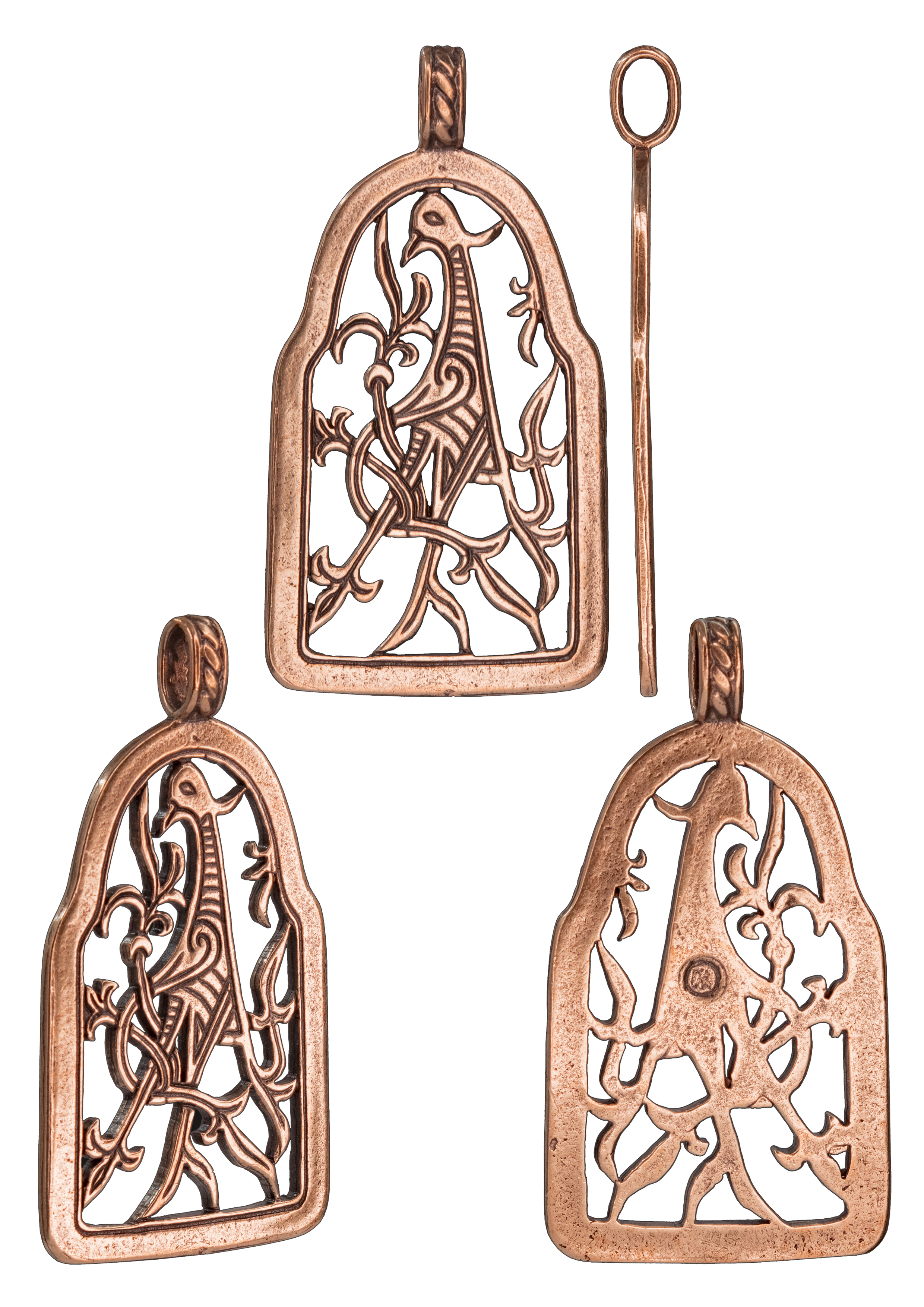 Slotted pendant "Bird with intertwined tail"