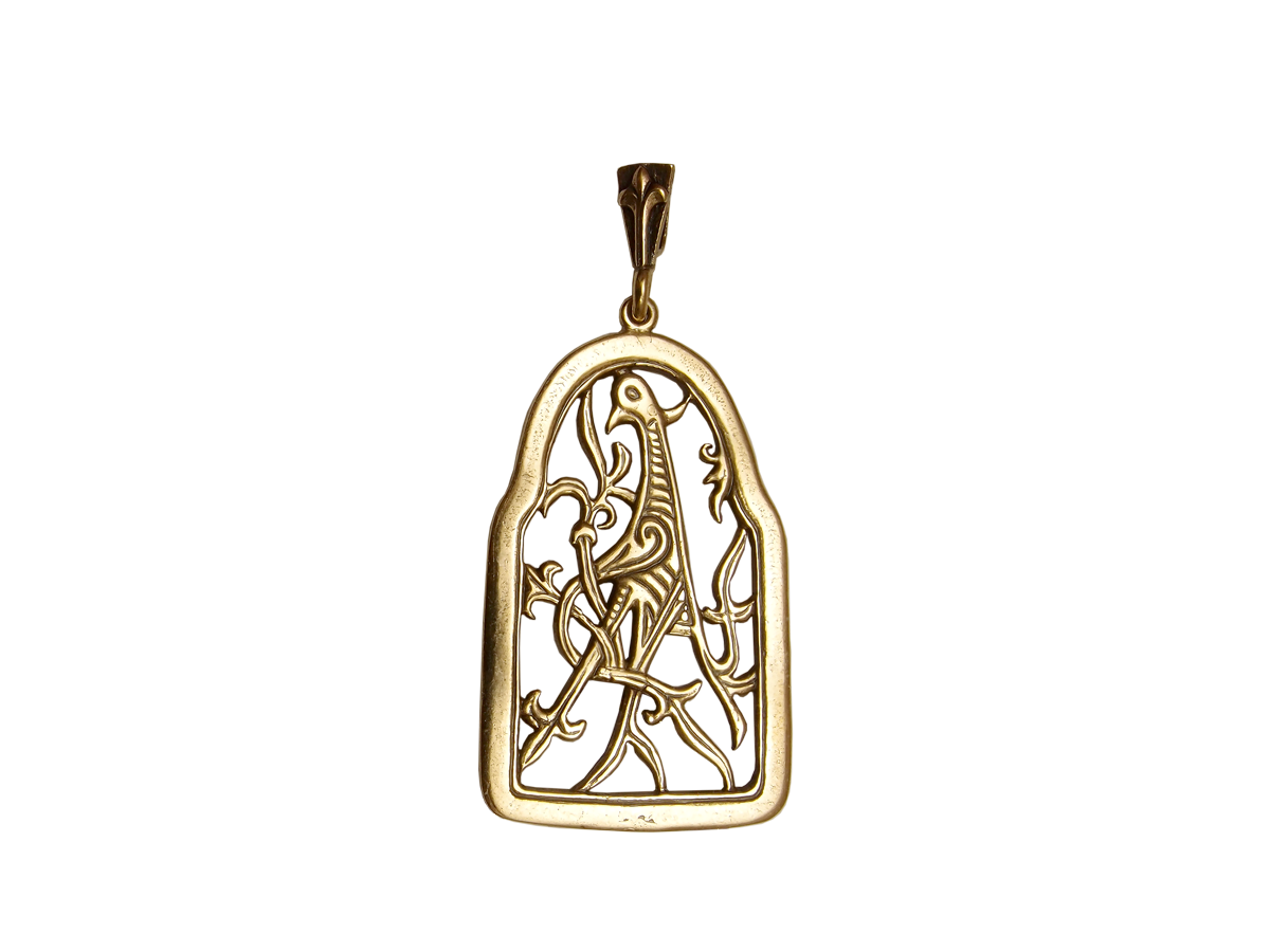 Slotted pendant "Bird with intertwined tail"