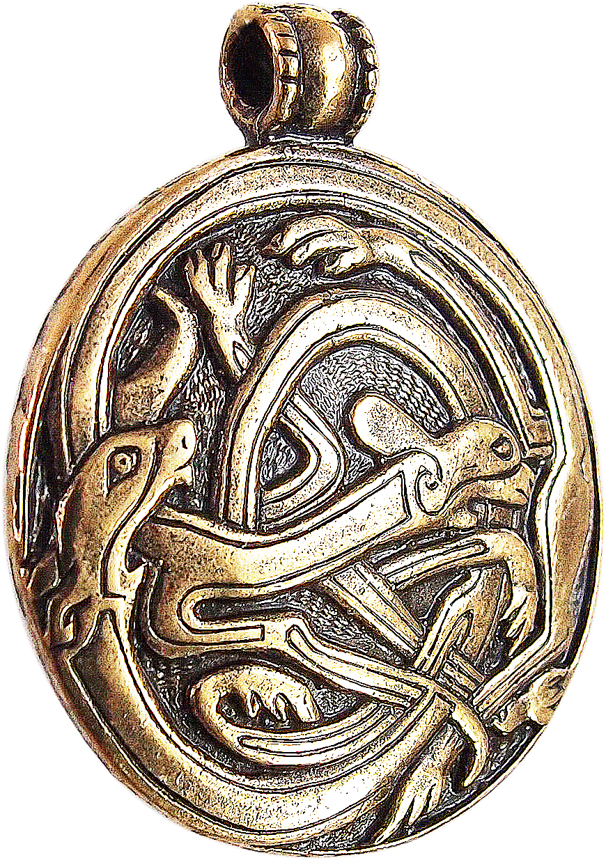 Cast pendant "Intertwined dogs"