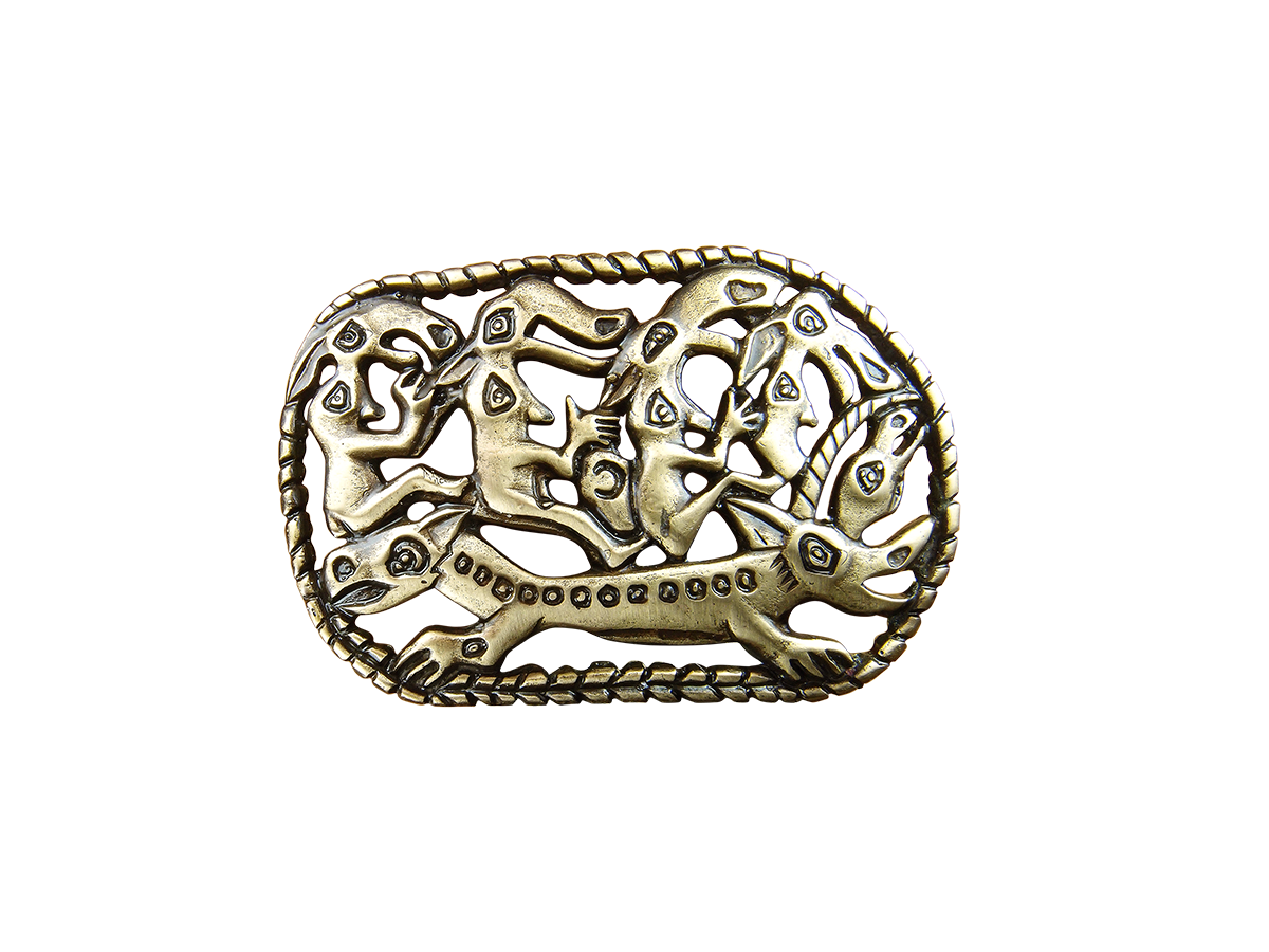 Brooch "Two-headed lizard with four horsemen"