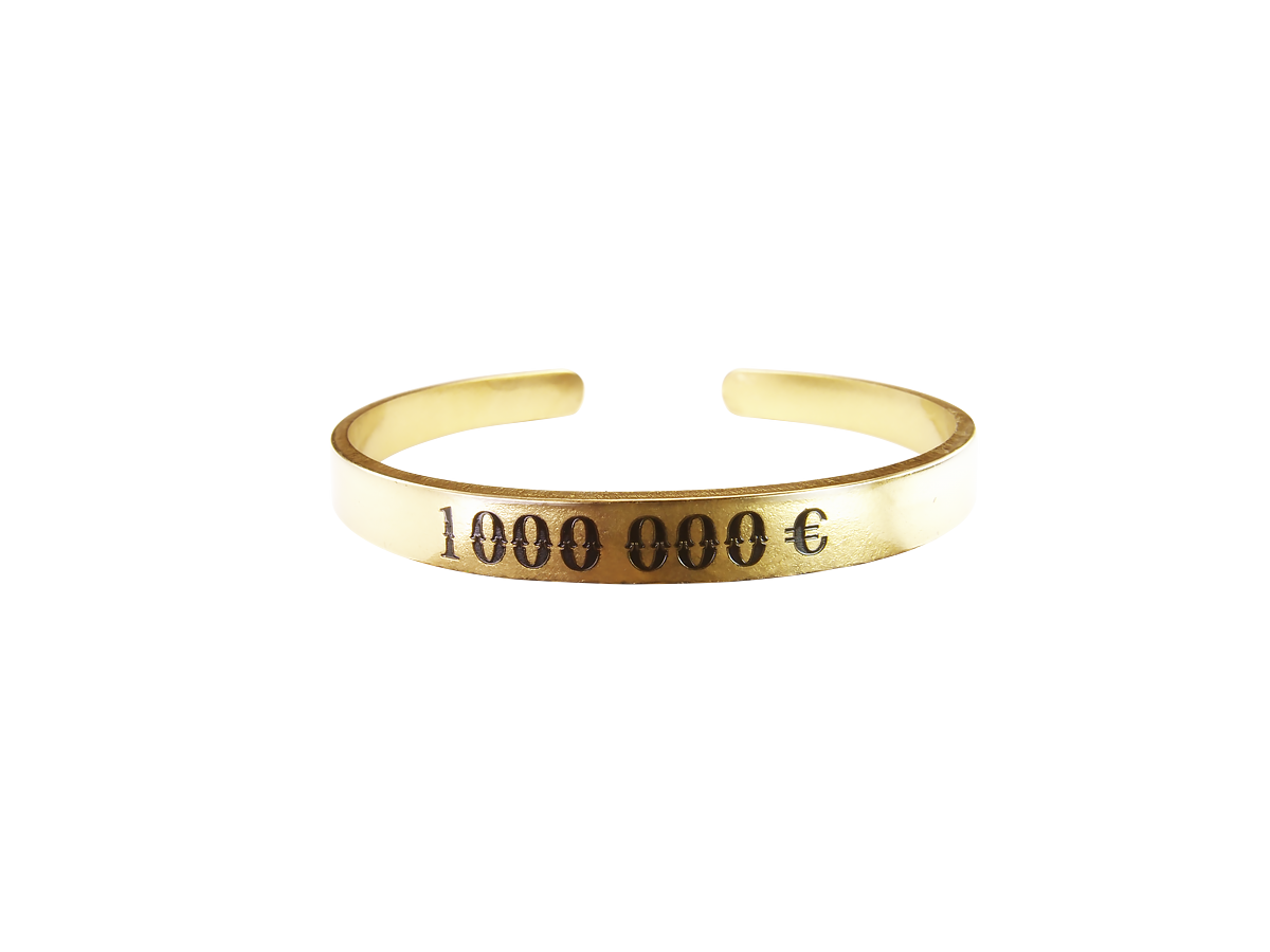 Motivational bracelet hard "1000000 €". Thickness 2mm