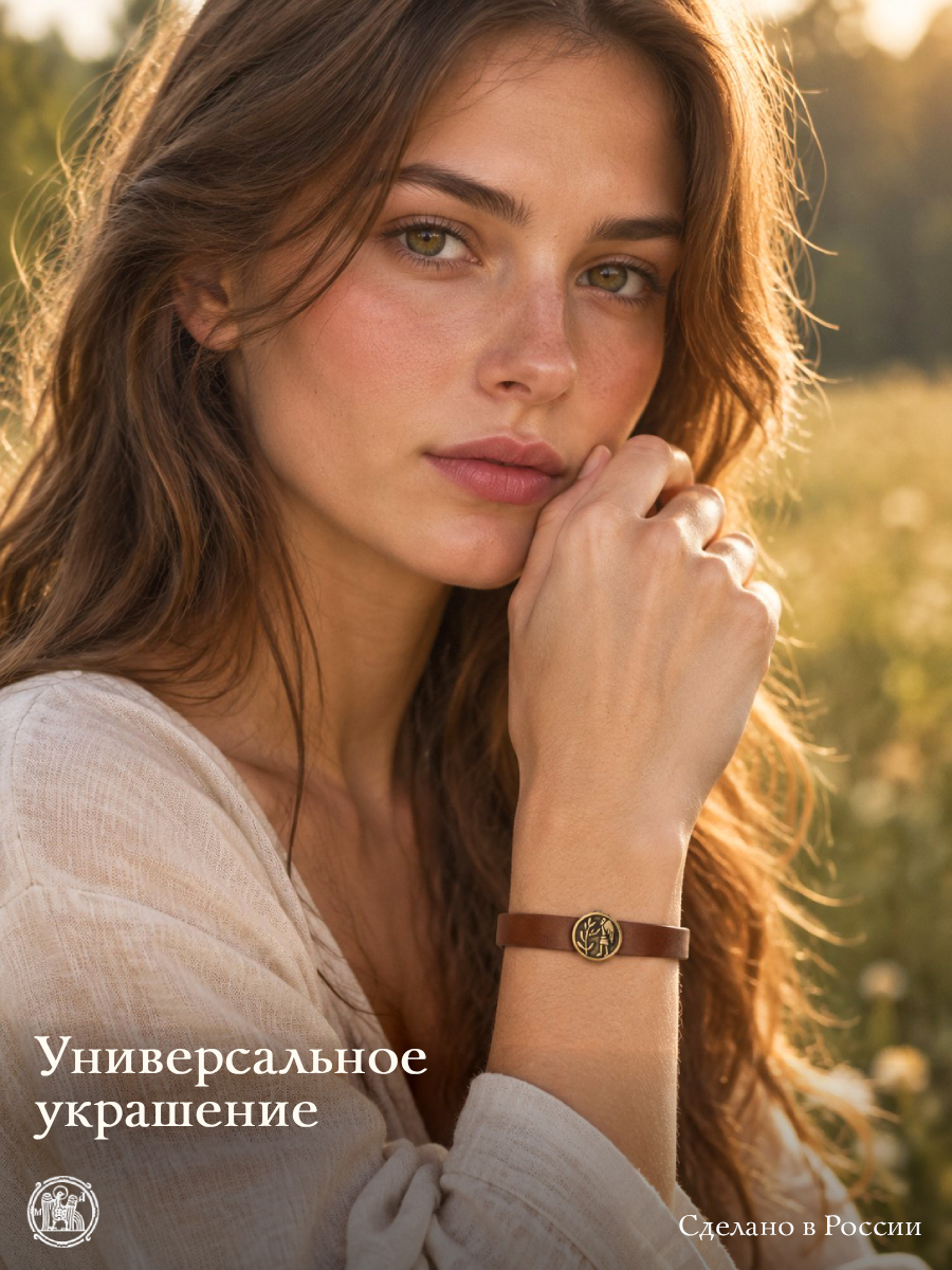 Браслет узкий с круглым шармом «Ангел, сажающий дерево»